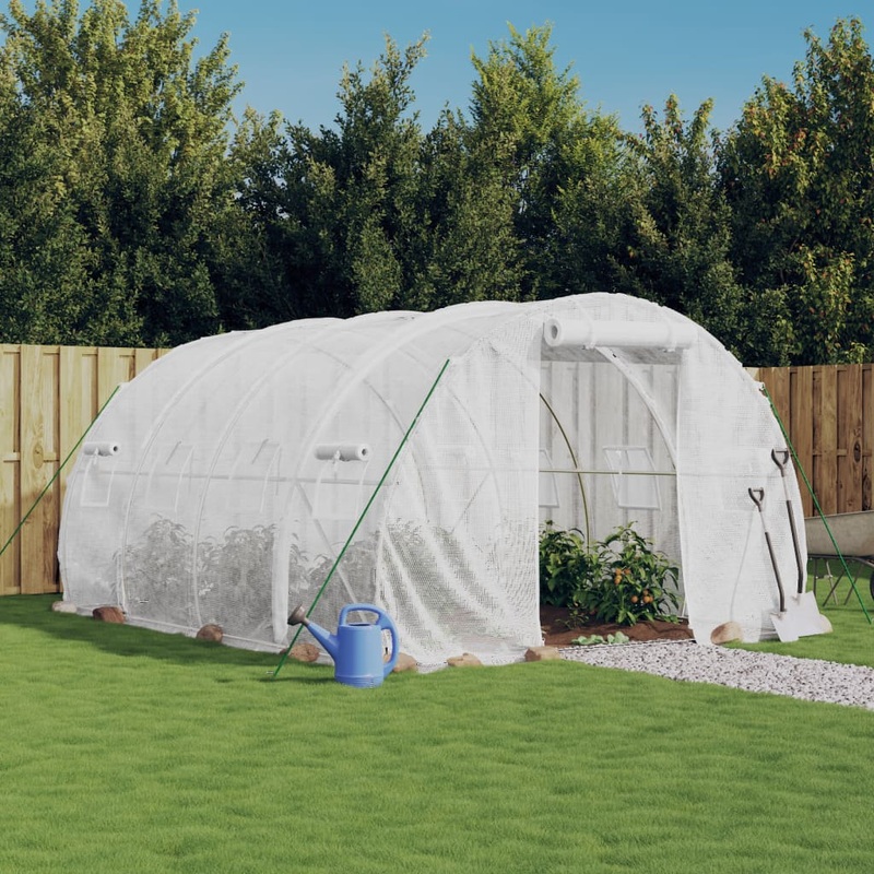 Berkfield Greenhouse with Steel Frame White 12 m__ 4x3x2 m