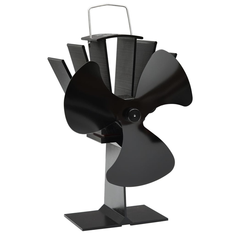Berkfield Heat Powered Stove Fan 3 Blades Black