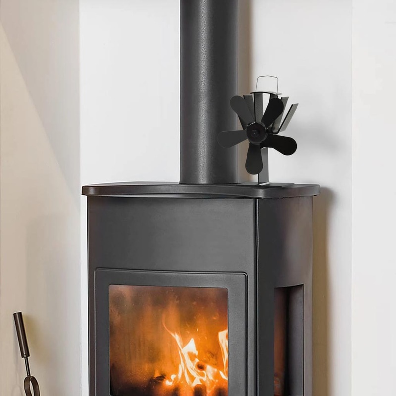 Berkfield Heat Powered Stove Fan 5 Blades Black