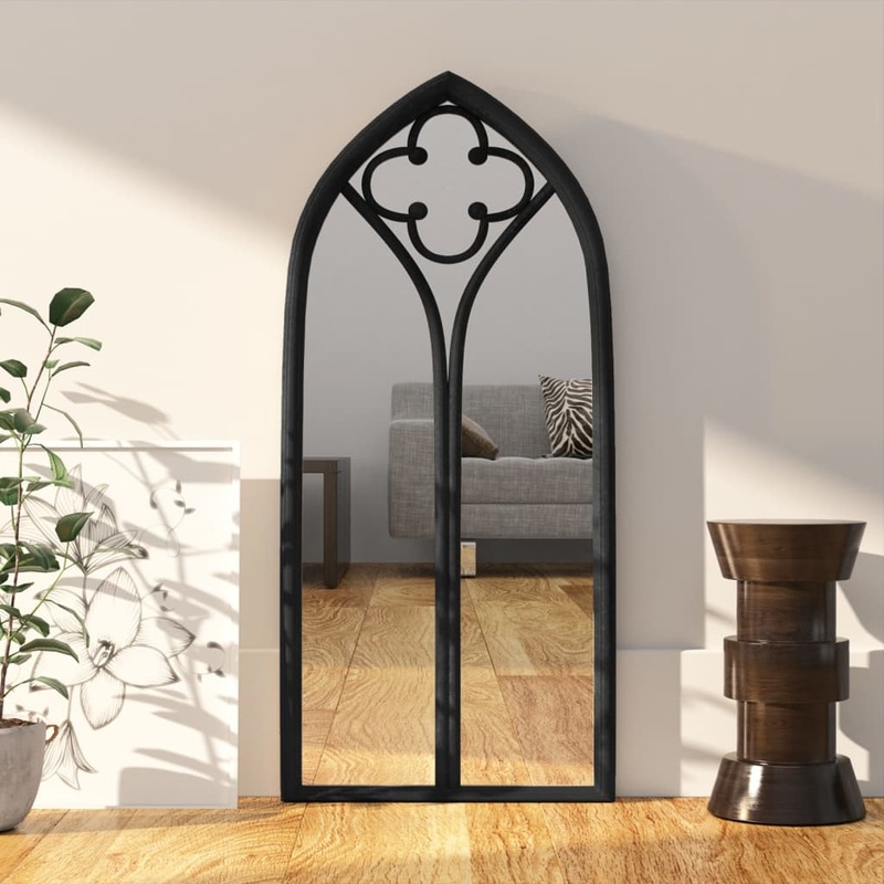 Berkfield Mirror Black 100×45 cm Iron for Indoor Use