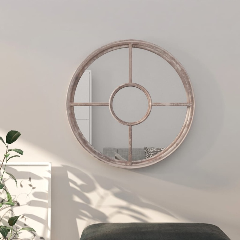 Berkfield Mirror Sand 60×4 cm Iron Round for Indoor Use
