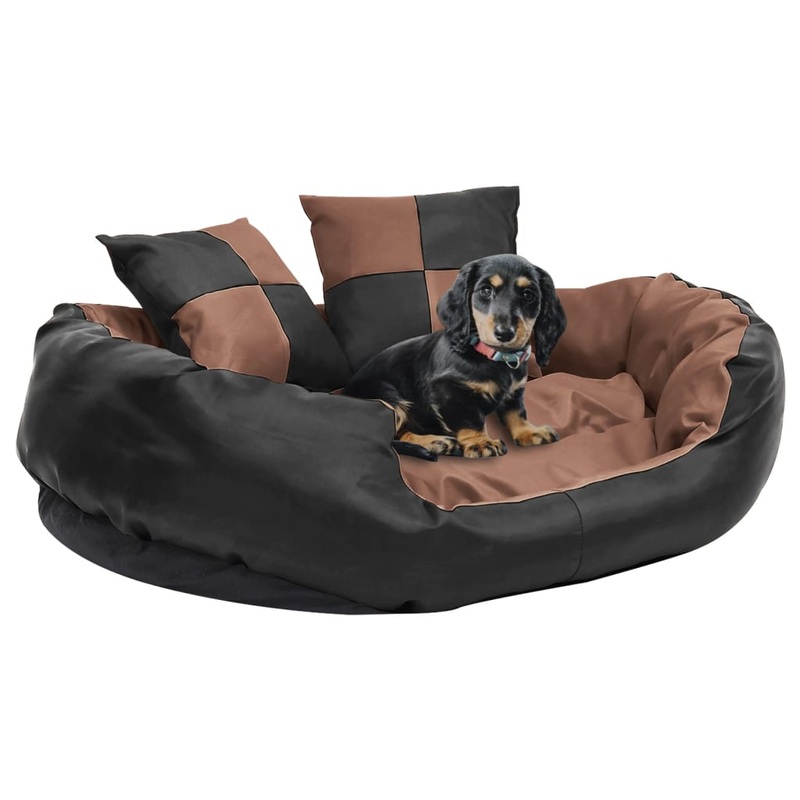Berkfield Reversible & Washable Dog Cushion Black and Brown 85x70x20 cm