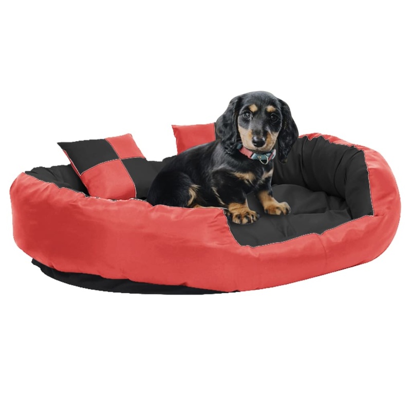 Berkfield Reversible & Washable Dog Cushion Red and Black 110x80x23 cm