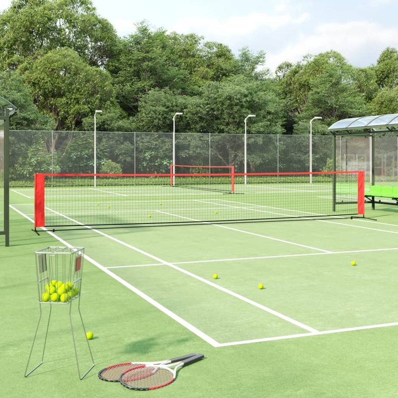Berkfield Tennis Net Black and Red 600x100x87 cm Polyester