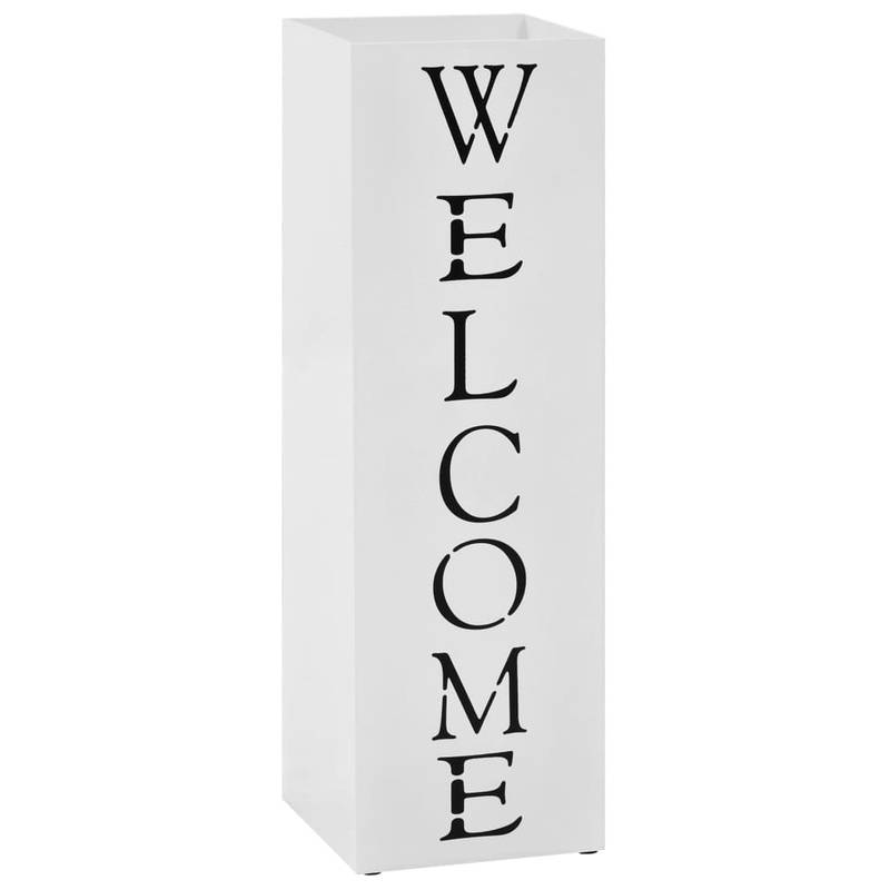 Berkfield Umbrella Stand Welcome Steel White