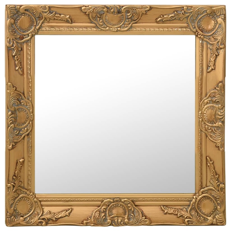 Berkfield Wall Mirror Baroque Style 50×50 cm Gold