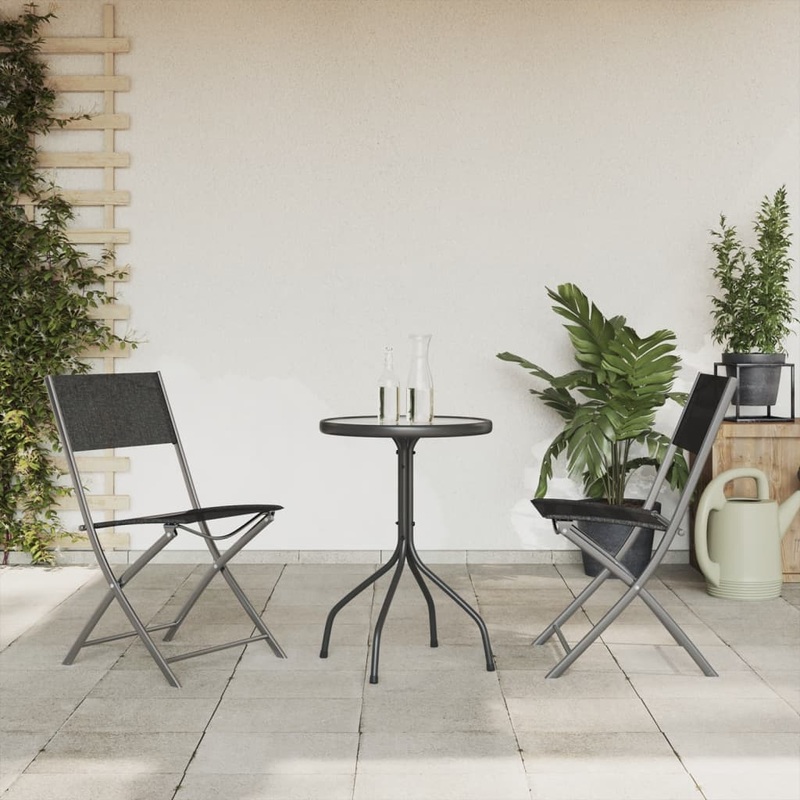 Berkfield 3 Piece Garden Dining Set Black Steel