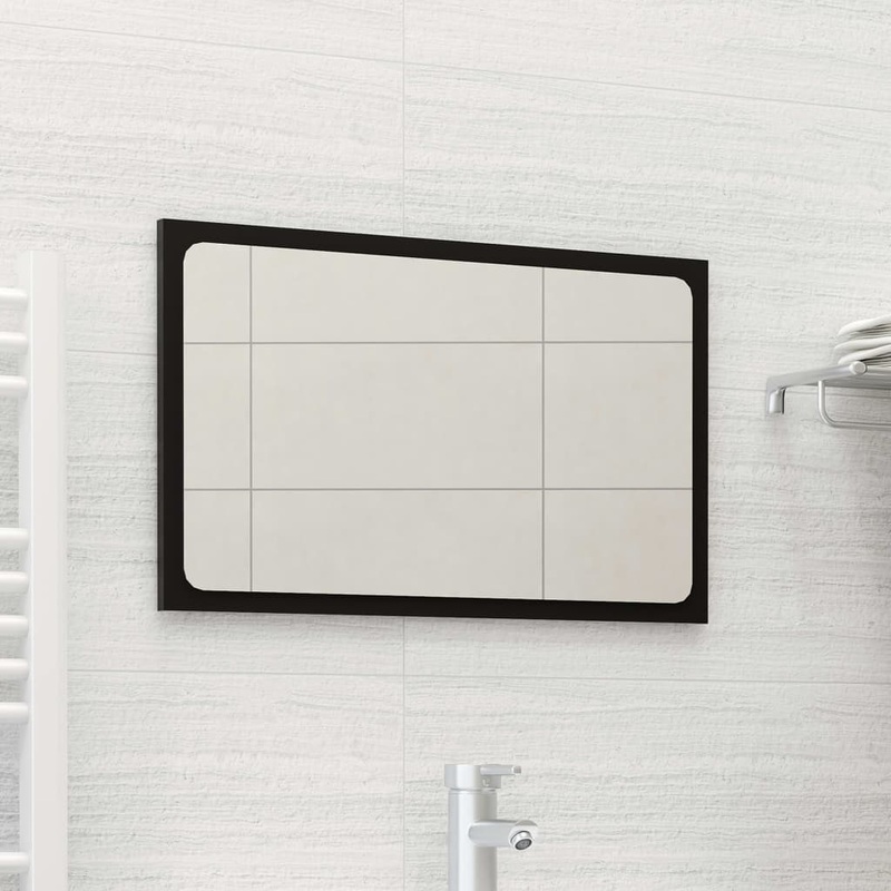 Berkfield Bathroom Mirror Black 60×1.5×37 cm Engineered Wood