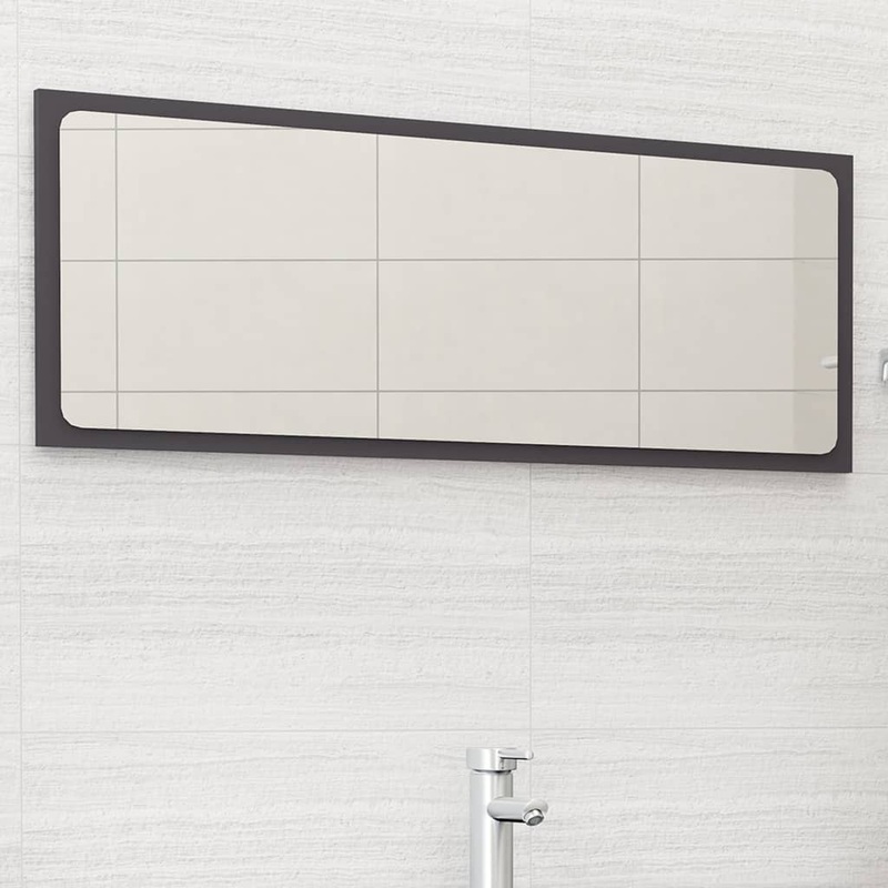 Berkfield Bathroom Mirror Grey 100×1.5×37 cm Engineered Wood
