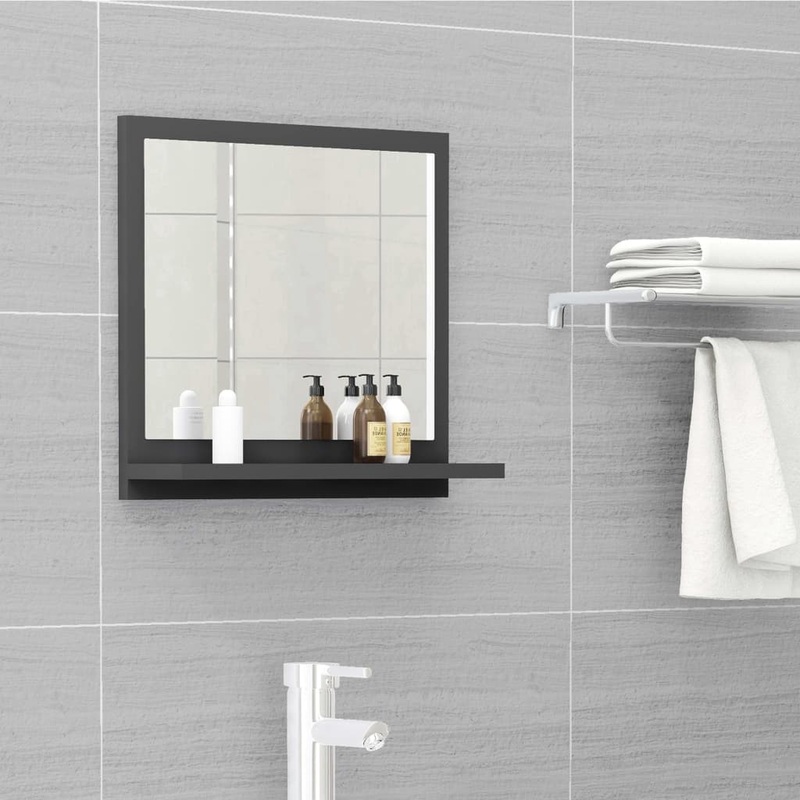 Berkfield Bathroom Mirror Grey 40×10.5×37 cm Engineered Wood