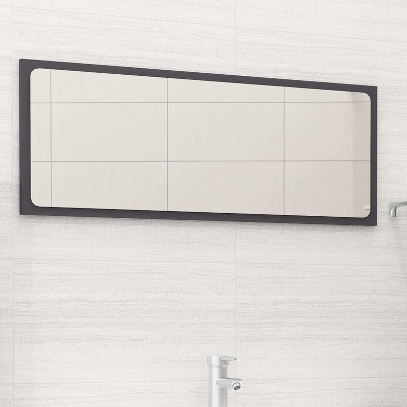 Berkfield Bathroom Mirror Grey 90×1.5×37 cm Engineered Wood