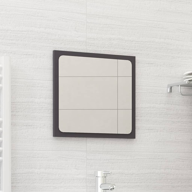 Berkfield Bathroom Mirror High Gloss Grey 40×1.5×37 cm Engineered Wood