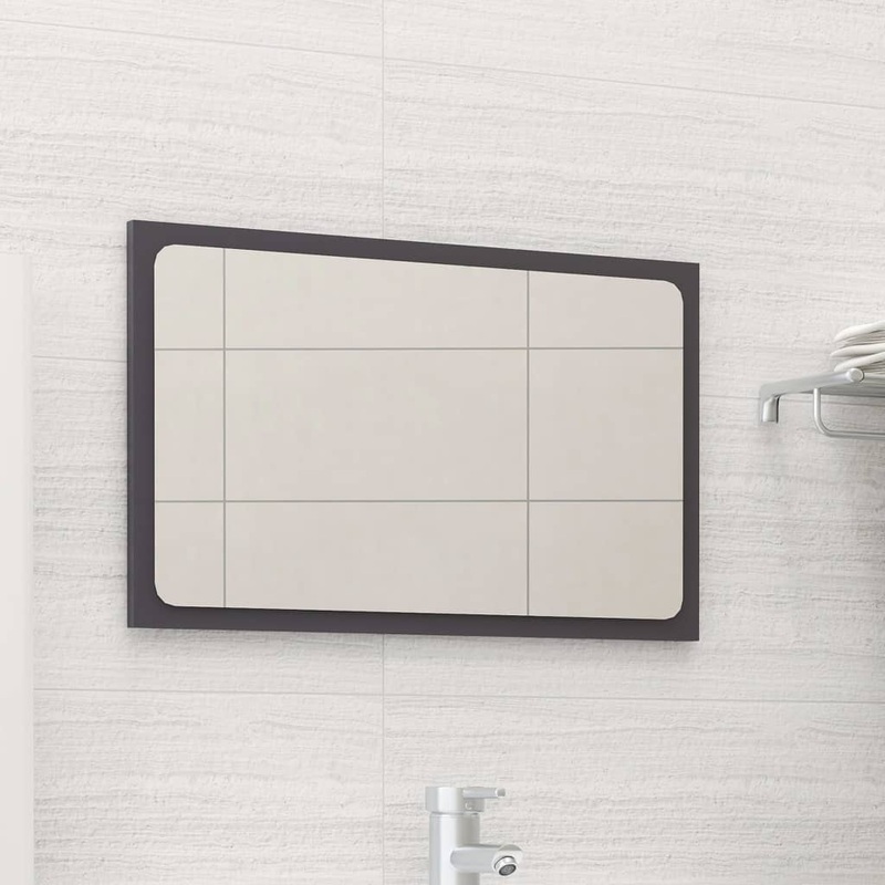 Berkfield Bathroom Mirror High Gloss Grey 60×1.5×37 cm Engineered Wood
