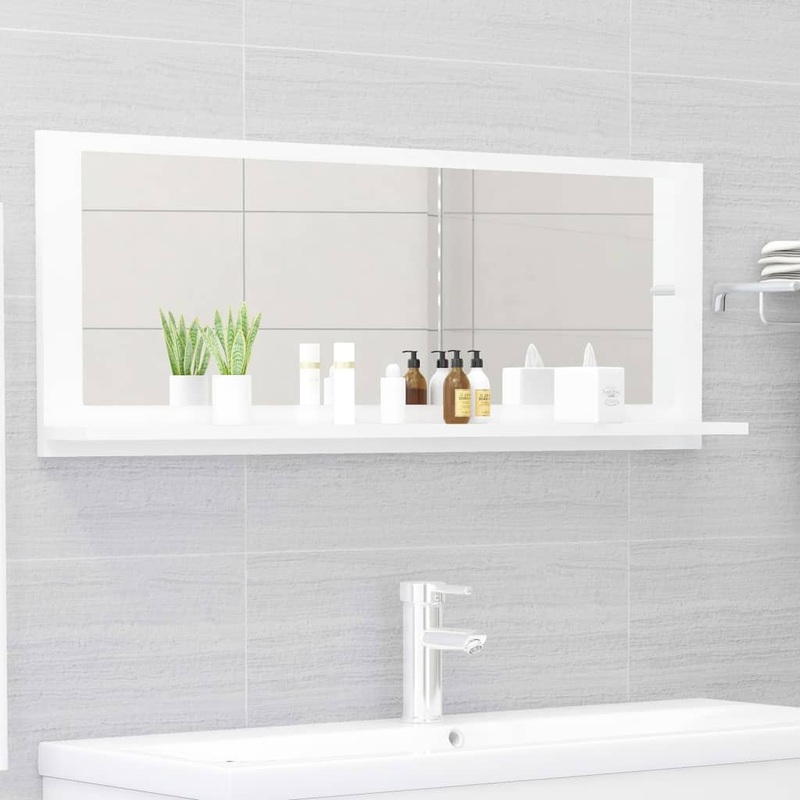 Berkfield Bathroom Mirror High Gloss White 100×10.5×37 cm Engineered Wood
