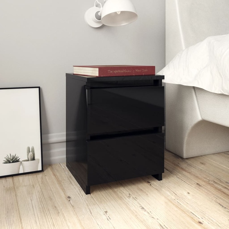 Berkfield Bedside Cabinet High Gloss Black 30x30x40 cm Engineered Wood