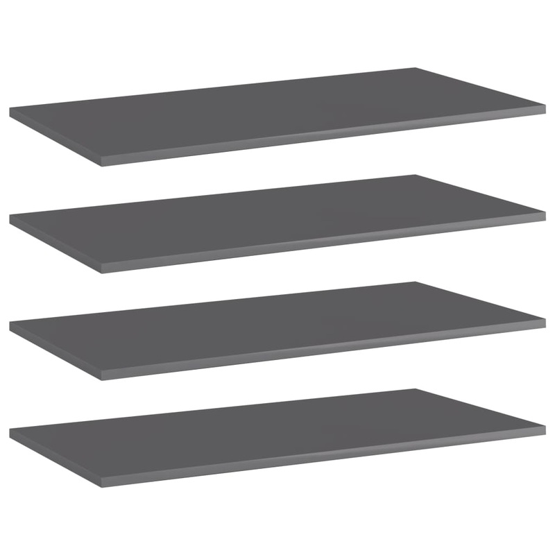 Berkfield Bookshelf Boards 4 pcs High Gloss Grey 80x40x1.5 cm Engineered Wood