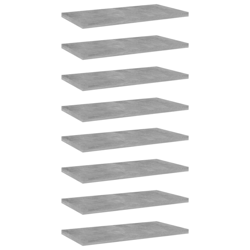 Berkfield Bookshelf Boards 8 pcs Concrete Grey 40x20x1.5 cm Engineered Wood