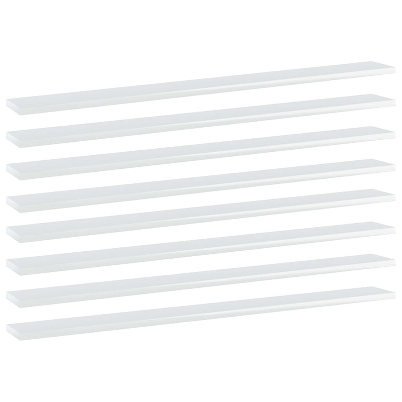 Berkfield Bookshelf Boards 8 pcs High Gloss White 100x10x1.5 cm Engineered Wood