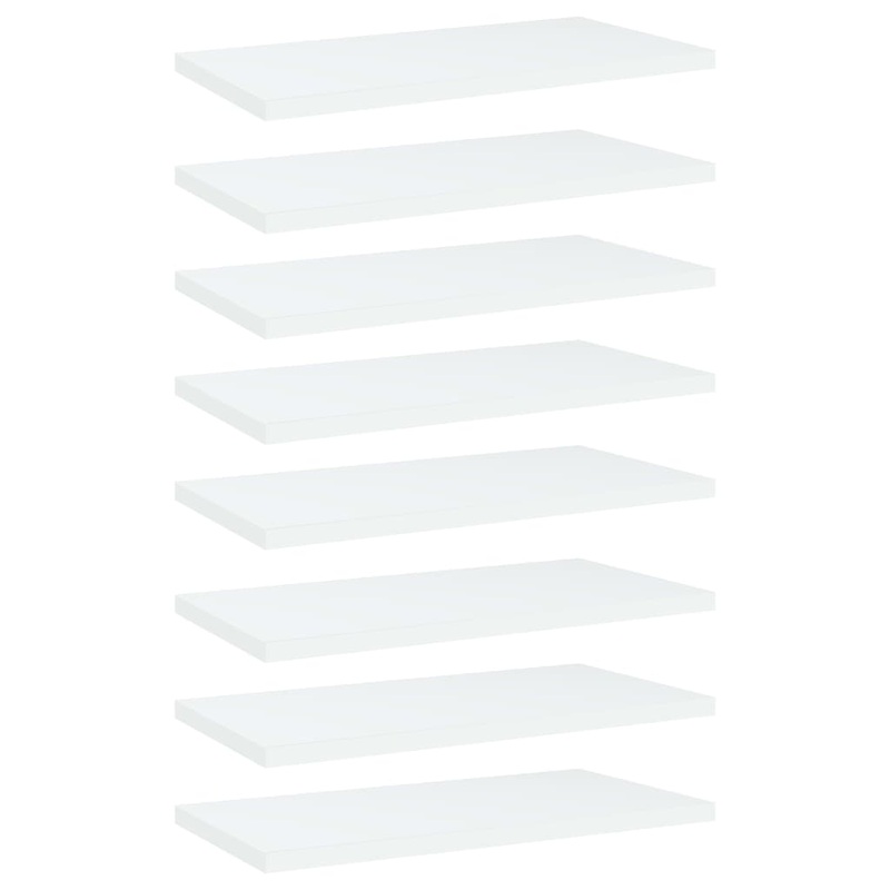 Berkfield Bookshelf Boards 8 pcs White 40x20x1.5 cm Engineered Wood