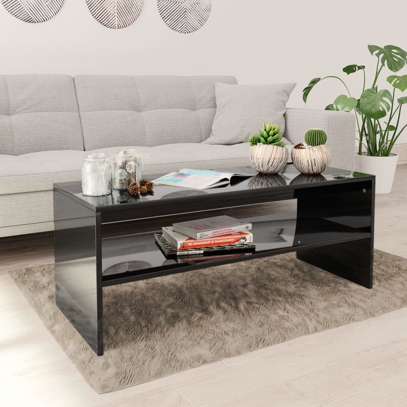 Berkfield Coffee Table High Gloss Black 100x40x40 cm Engineered Wood