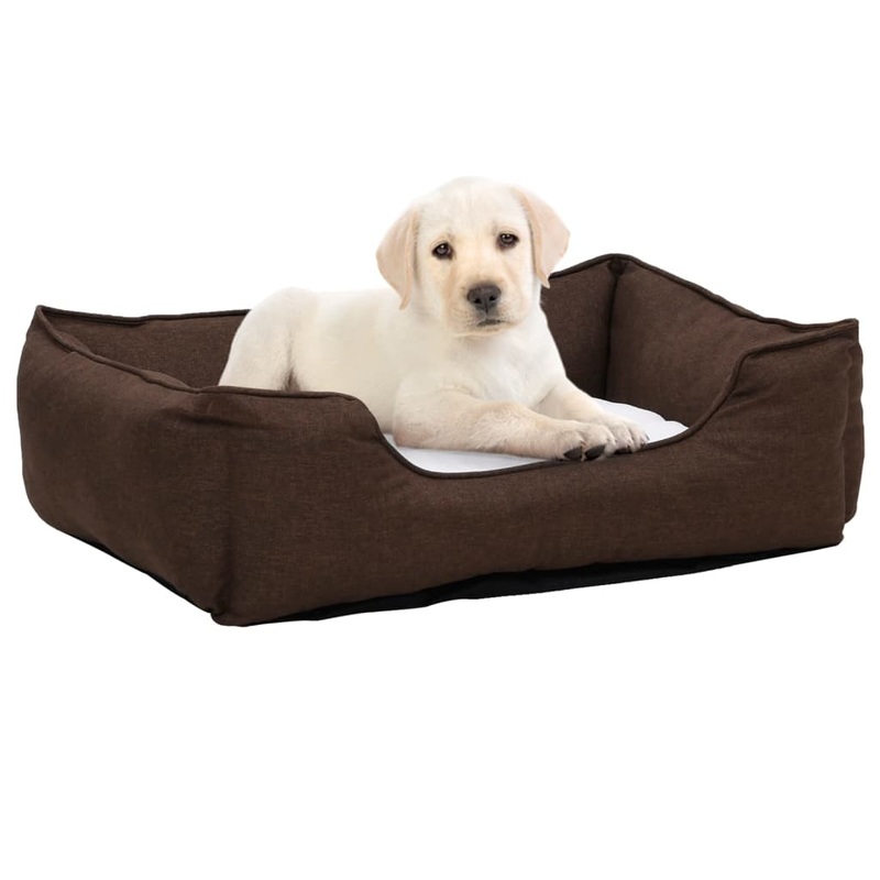 Berkfield Dog Bed Brown and White 85.5x70x23 cm Linen Look Fleece