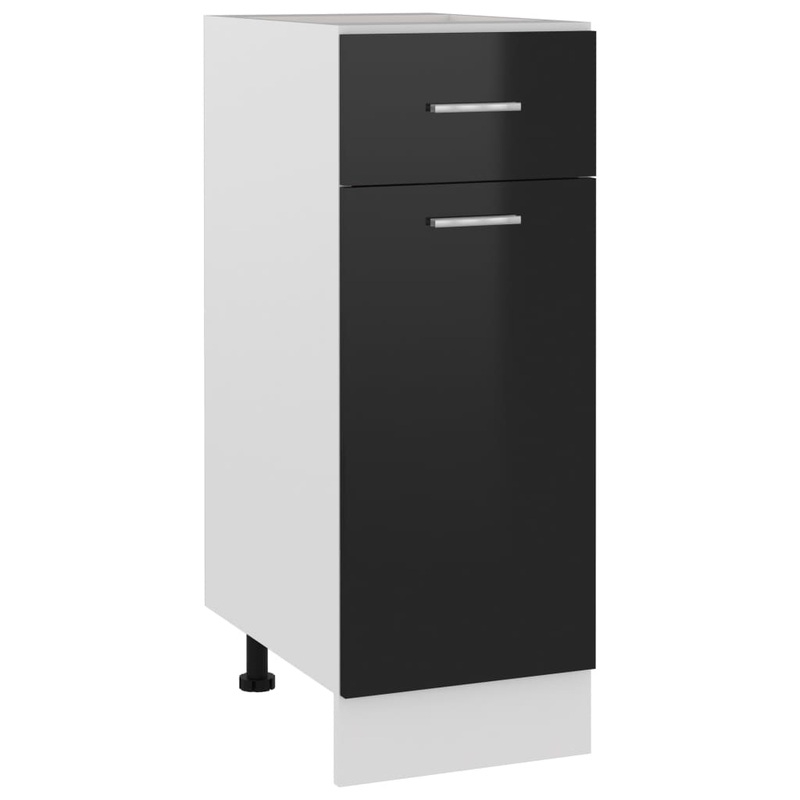 Berkfield Drawer Bottom Cabinet High Gloss Black 30x46x81.5 cm Engineered Wood