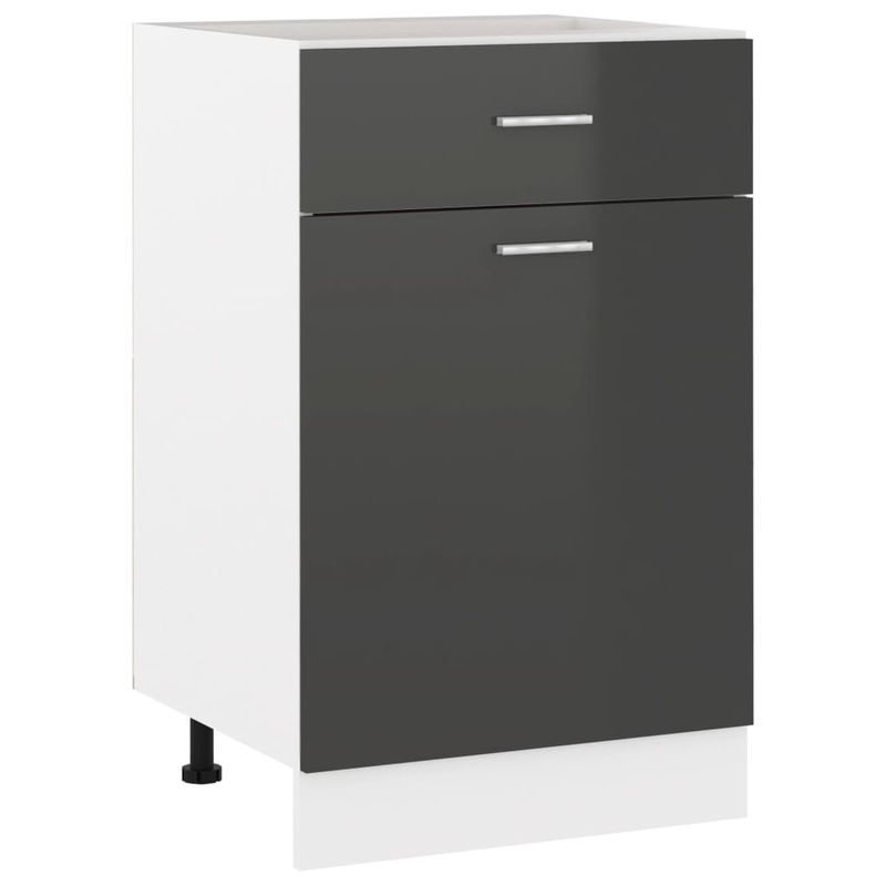 Berkfield Drawer Bottom Cabinet High Gloss Grey 50x46x81.5 cm Engineered Wood