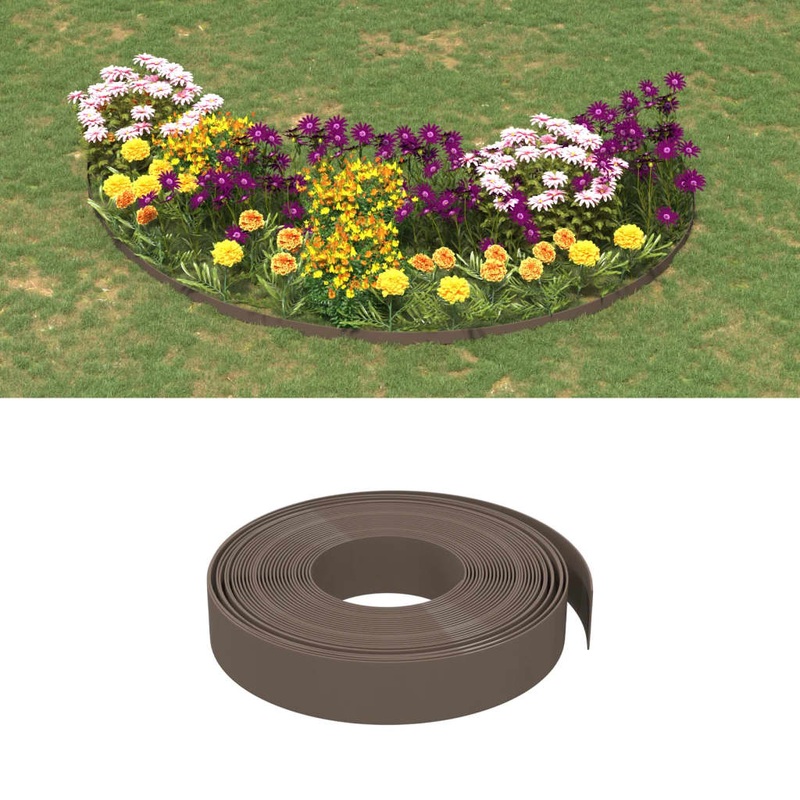 Berkfield Garden Edgings 2 pcs Brown 10 m 10 cm Polyethylene