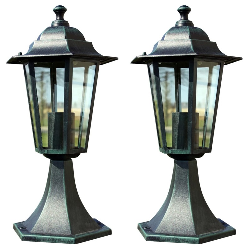 Berkfield Garden Lights 2 pcs Dark Green/Black Aluminium