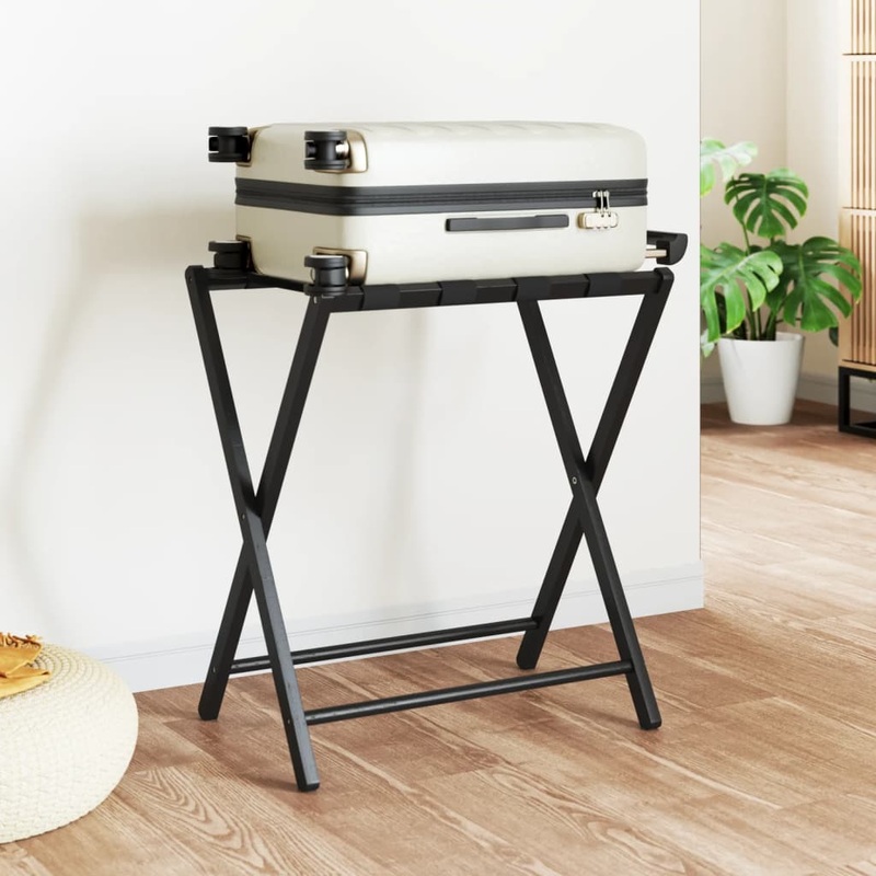 Berkfield Luggage Rack Black 68.5x38x58 cm Bamboo