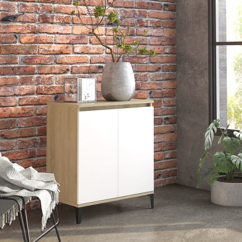 Berkfield Sideboard White and Sonoma Oak 60x35x70 cm Engineered Wood