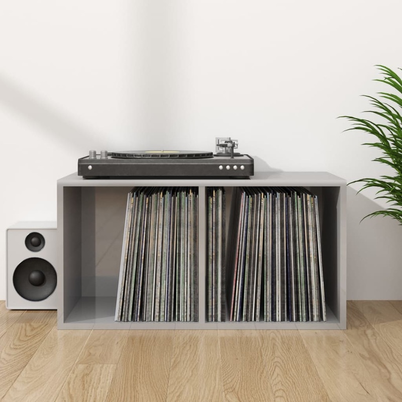 Berkfield Vinyl Storage Box High Gloss Grey 71x34x36 cm Engineered Wood