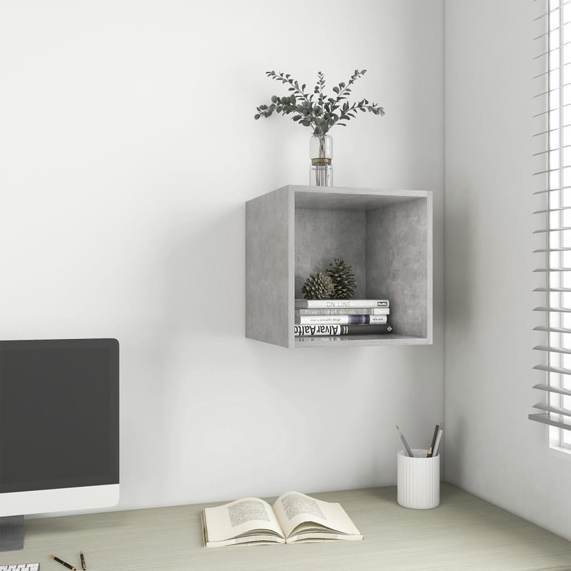 Berkfield Wall Cabinet Concrete Grey 37x37x37 cm Engineered Wood