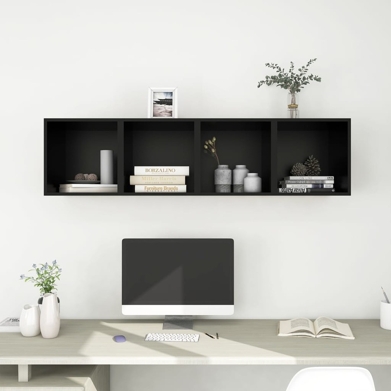 Berkfield Wall Cabinets 4 pcs Black 37x37x37 cm Engineered Wood