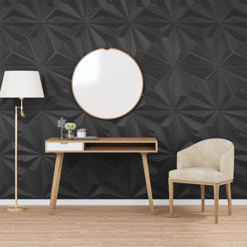 Berkfield Wall Panels 12 pcs Black 50×50 cm EPS 3 m__ Star