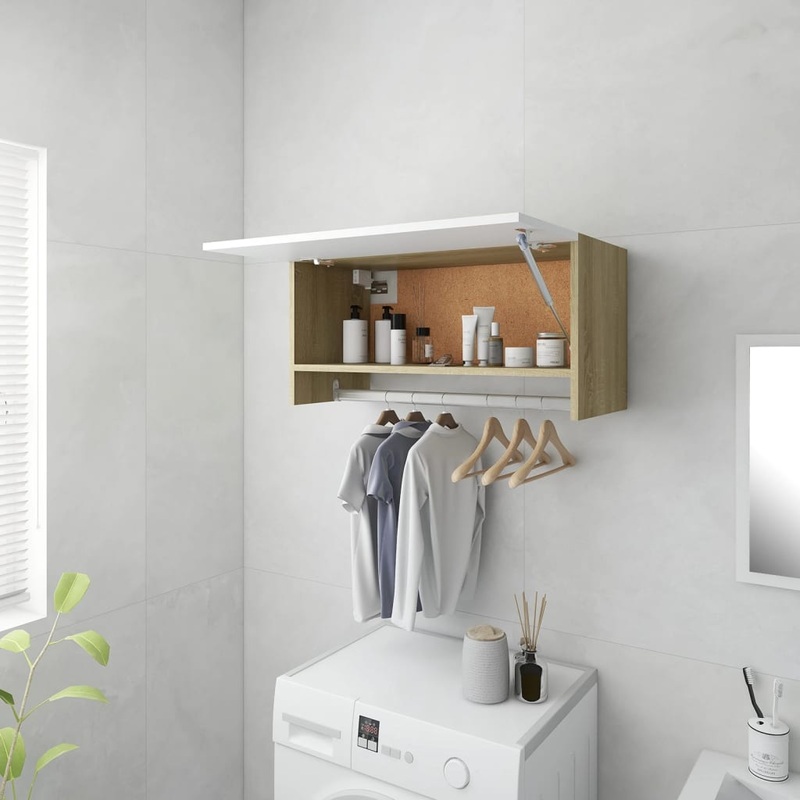 Berkfield Wardrobe White and Sonoma Oak 70×32.5×35 cm Engineered Wood