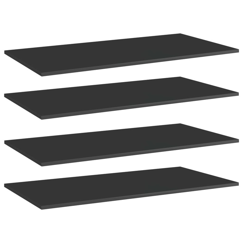 Berkfield Bookshelf Boards 4 pcs High Gloss Black 80x20x1.5 cm Engineered Wood