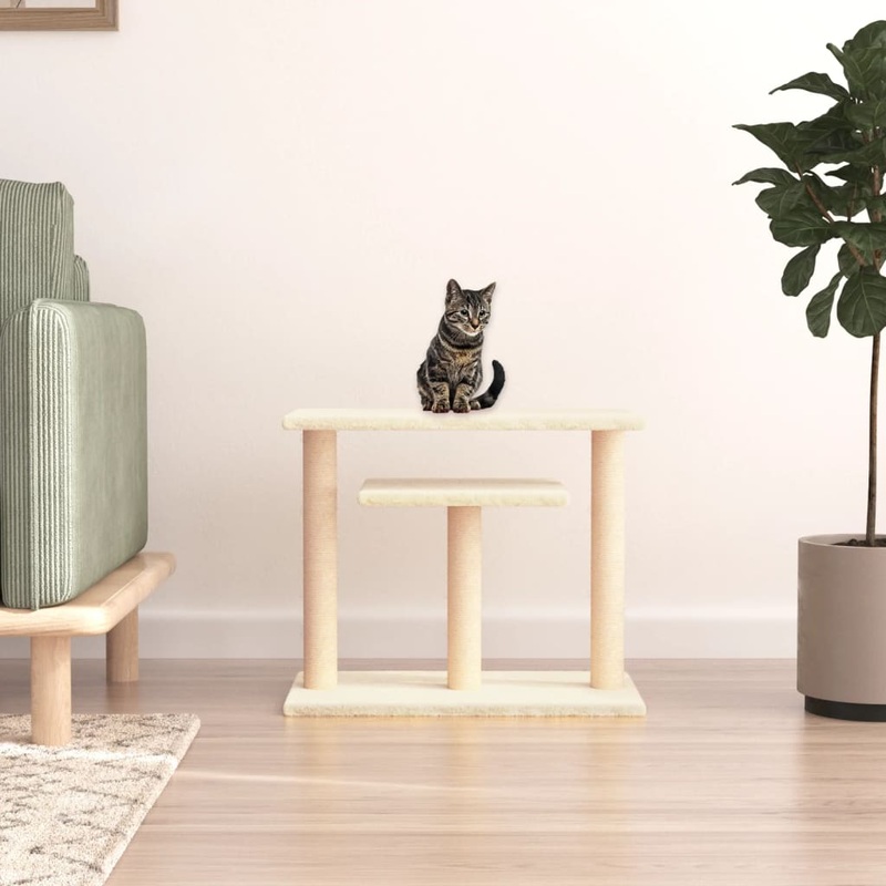 Berkfield Cat Scratching Posts with Platforms Cream 62.5 cm