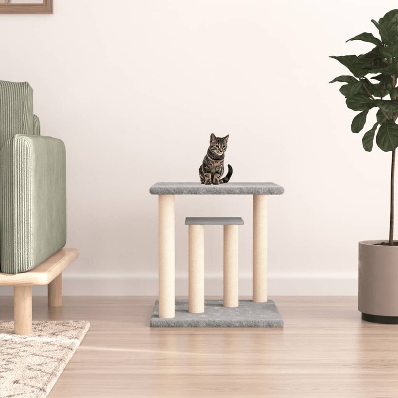 Berkfield Cat Scratching Posts with Platforms Light Grey 50 cm