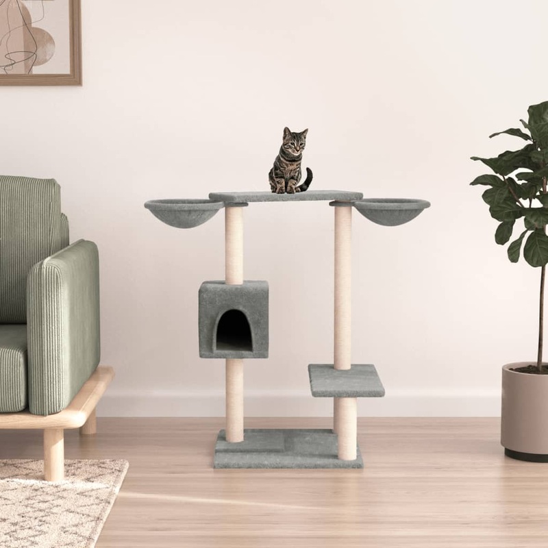 Berkfield Cat Tree with Scratching Posts Light Grey 82 cm