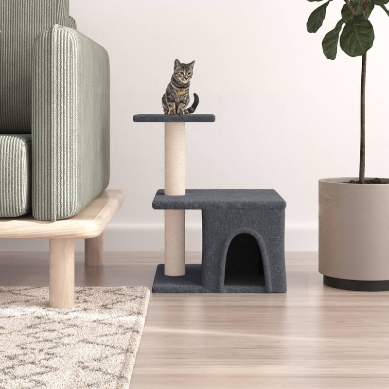 Berkfield Cat Tree with Sisal Scratching Posts Dark Grey 48 cm