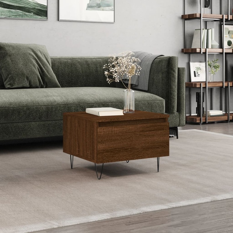 Berkfield Coffee Table Brown Oak 50x46x35 cm Engineered Wood