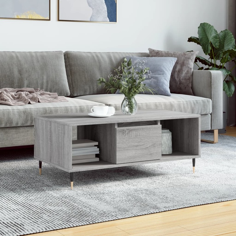 Berkfield Coffee Table Grey Sonoma 90x50x36.5 cm Engineered Wood
