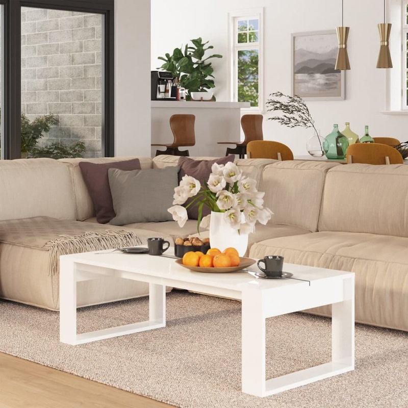 Berkfield Coffee Table High Gloss White 110x50x35 cm Engineered Wood