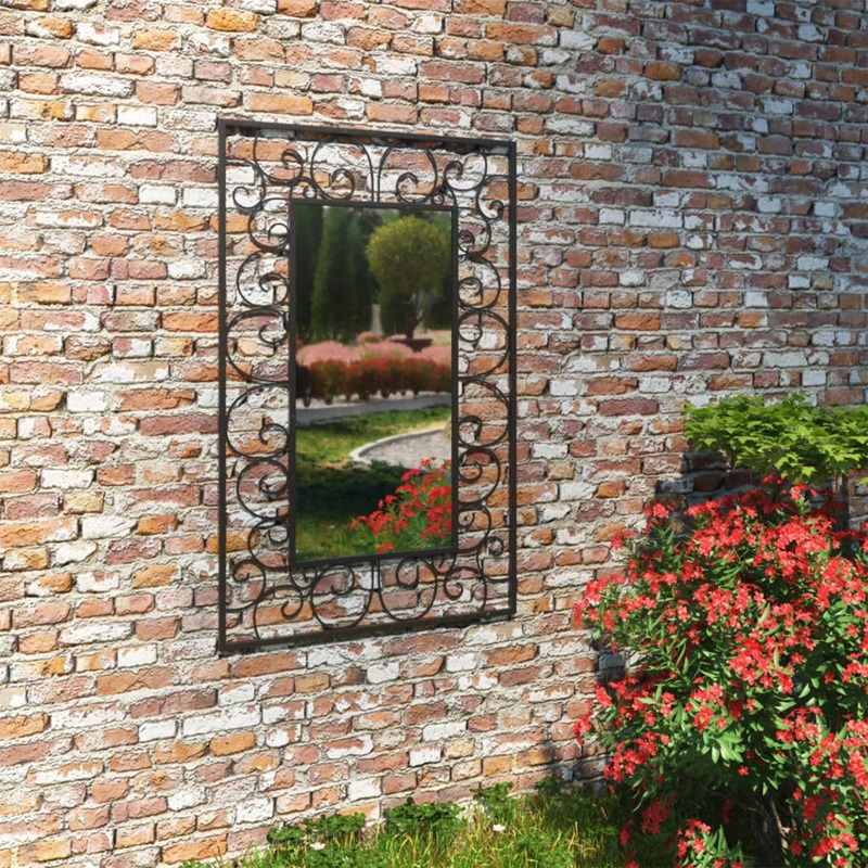 Berkfield Garden Wall Mirror Rectangular 50×80 cm Black