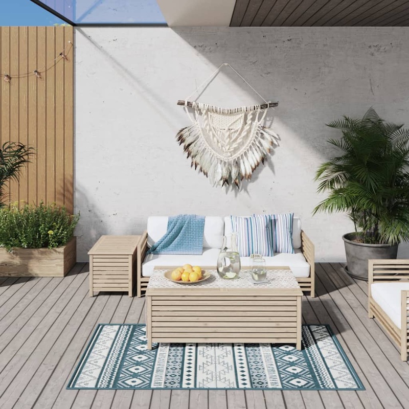 Berkfield Outdoor Rug Aqua and White 80×150 cm Reversible Design