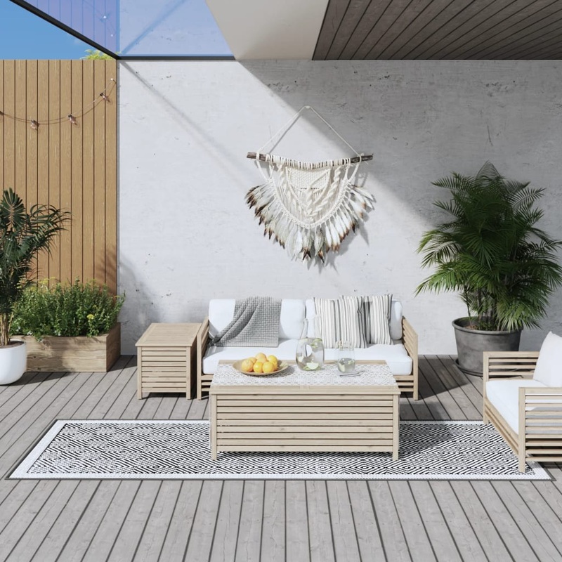 Berkfield Outdoor Rug Grey and White 80×250 cm Reversible Design