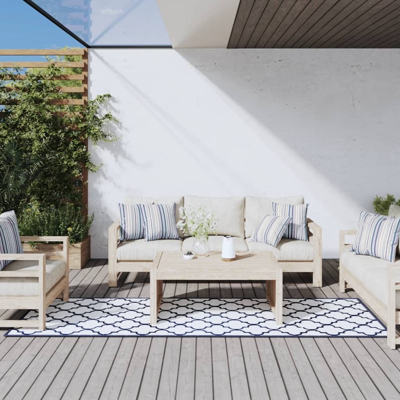 Berkfield Outdoor Rug Navy and White 80×250 cm Reversible Design