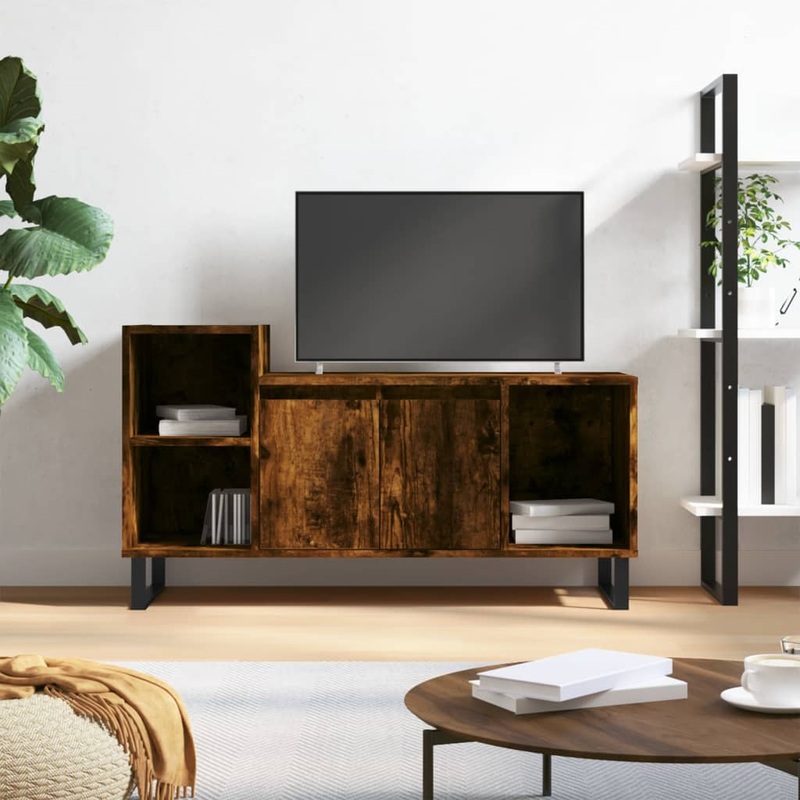 Berkfield TV Cabinet Smoked Oak 100x35x55 cm Engineered Wood