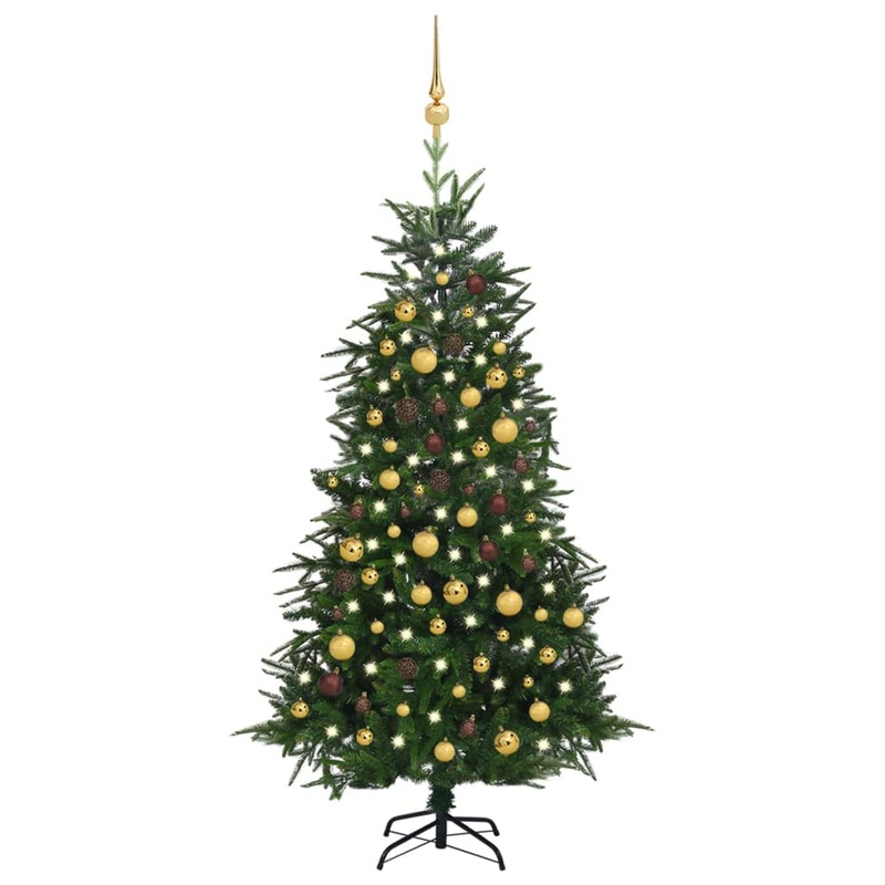 Berkfield Artificial Christmas Tree LEDs&Ball Set Green 180 cm PVC&PE